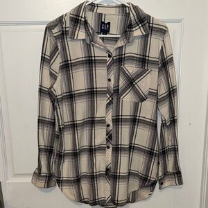 GAP Black and Cream Checkered Flannel Shirt